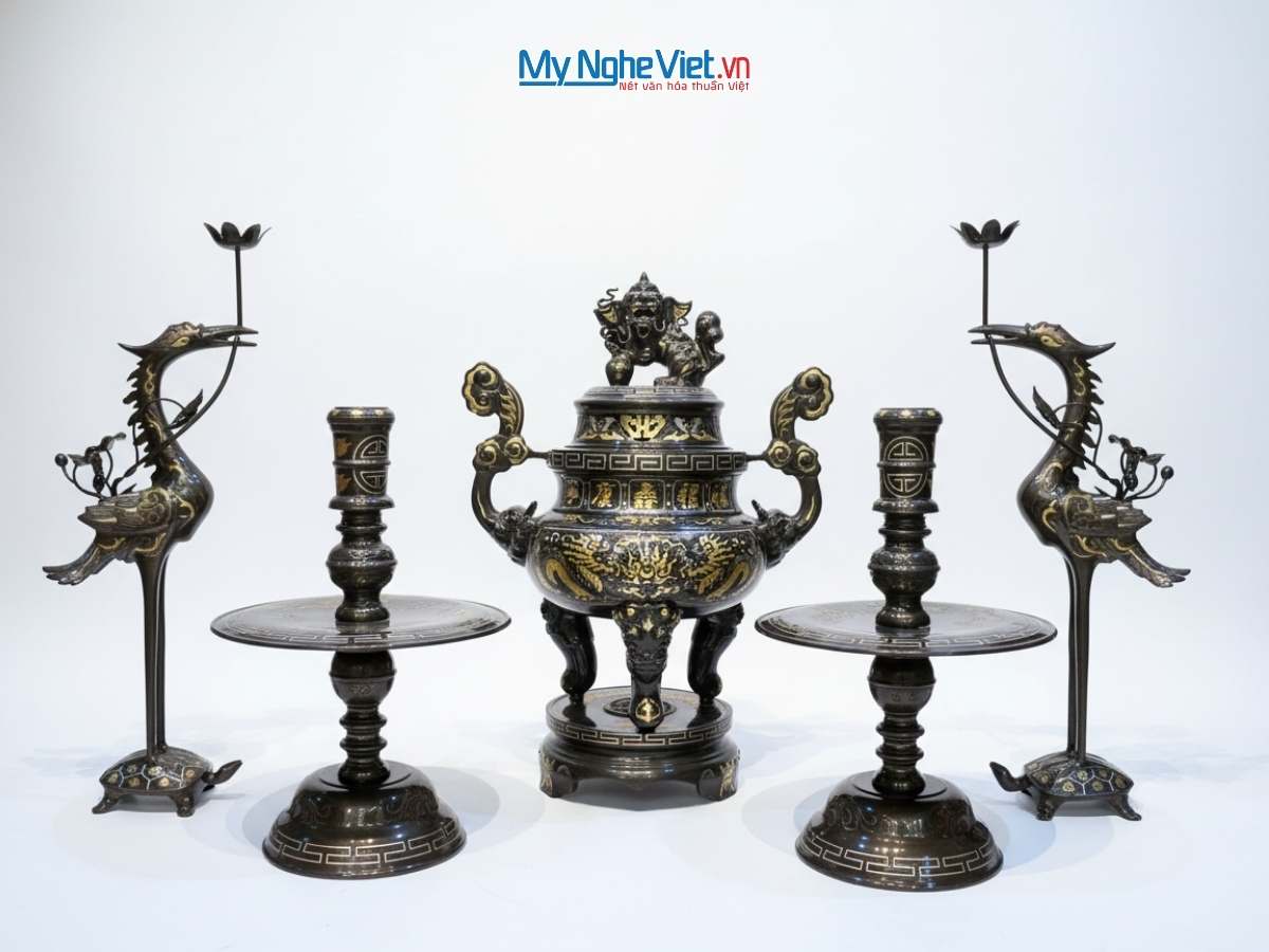 Bộ ngũ sự đồng tam khí đỉnh cao 60cm