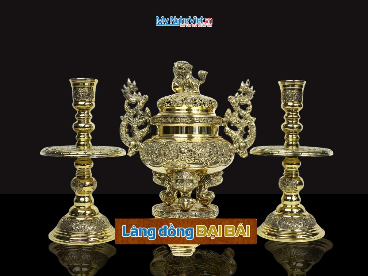 Bộ Tam Sự vàng vàng bóng H40cm MNV- DD19