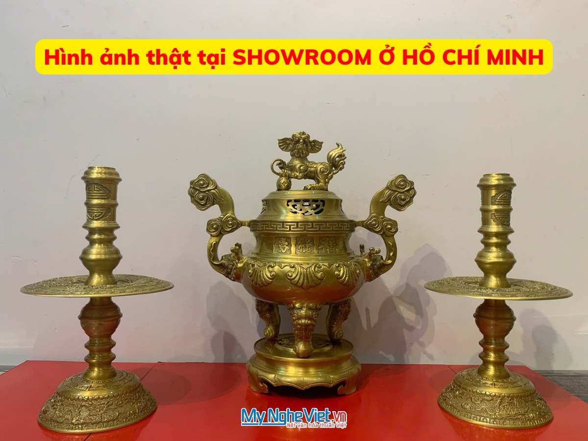 Bộ Tam Sự Bằng Đồng Vàng Đậm Trạm Hoa Sòi MNV-DD18/40