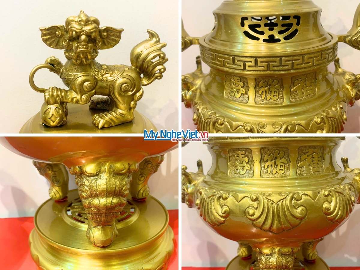 Bộ Tam Sự Bằng Đồng Vàng Đậm Trạm Hoa Sòi MNV-DD18/40