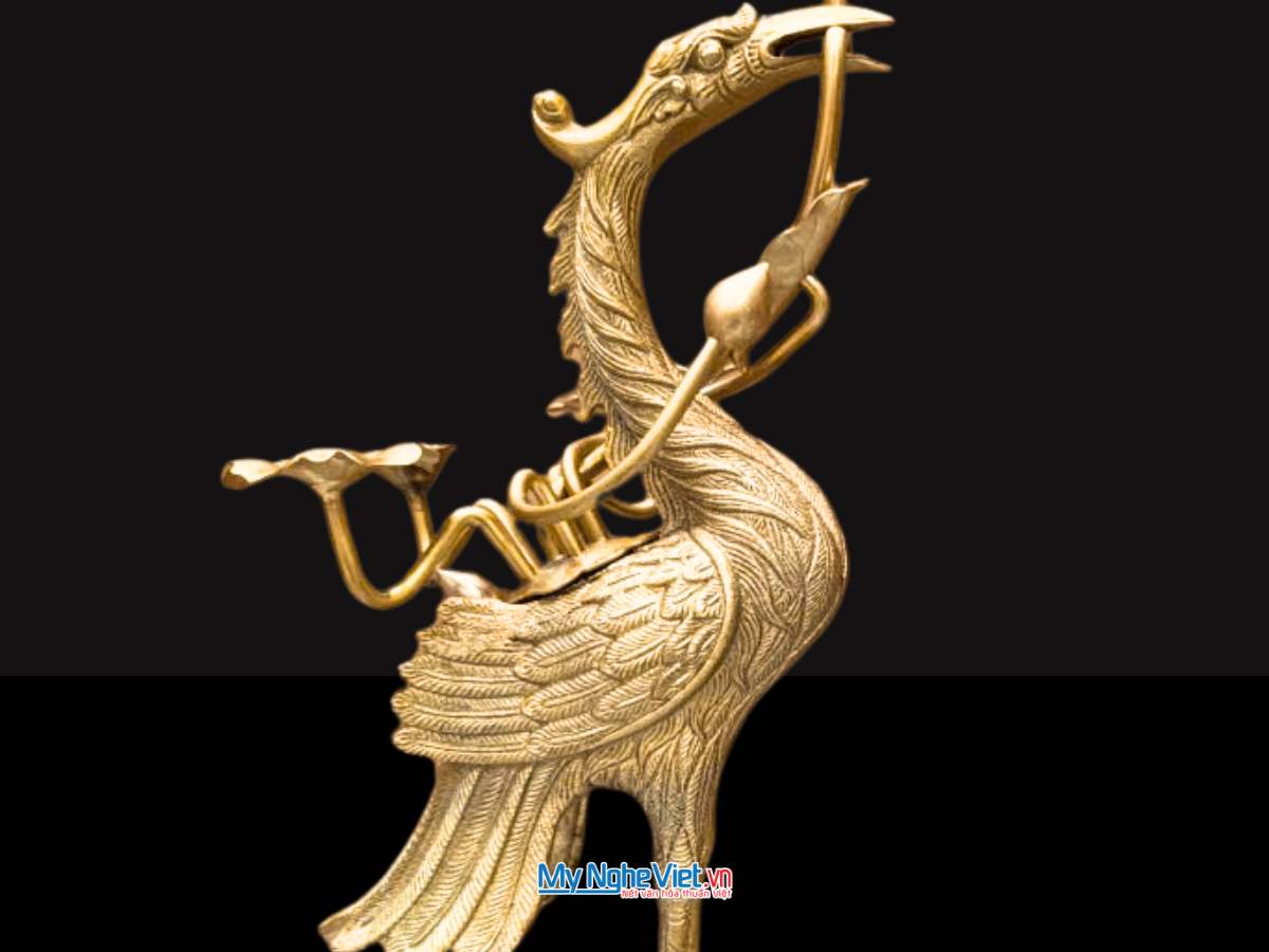 Đôi Hạc Đồng màu vàng đậm H60 MNV-DD17/ H60VD